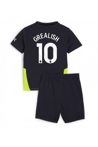 Manchester City Jack Grealish #10 Jalkapallovaatteet Lasten Vieraspeliasu 2024-25 Lyhythihainen (+ Lyhyet housut)